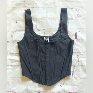 Windsor Black Corset Top NWT Boned Bustier Hook Eye Size M